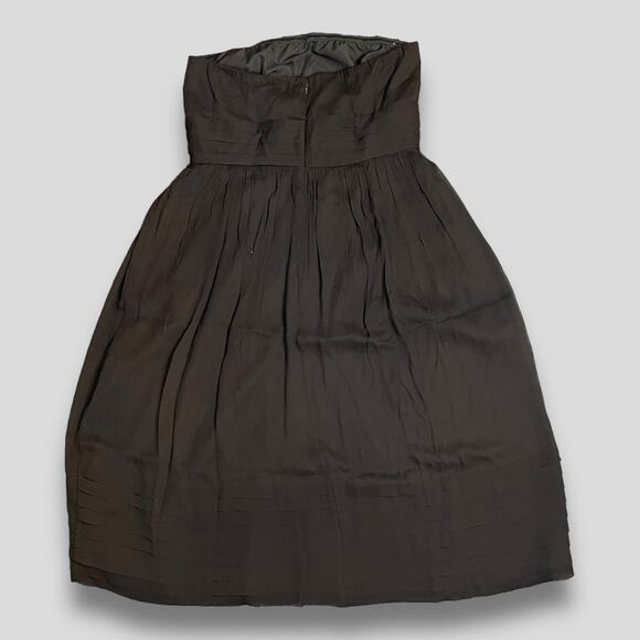 J CREW STRAPLESS RUCHED SILK DRESS DEEP BROWN  MEDIUM 8 - Picture 3 of 7